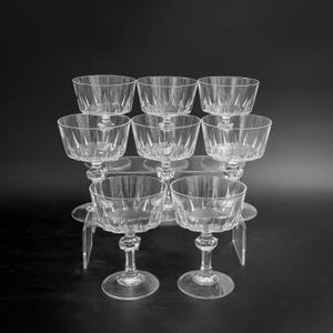 Set of 8 - Vintage Champagne Coupes, Princess House Esprit Crystal Champagne Coupes, Vintage Cut Crystal Coupes, 1970s Champagne Glasses