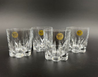 Set of 4 Cut Crystal Old Fashioned Glasses, Made in France, Cristal D'Arques in Cheverny Pattern Rock Glasses, Lead Crystal Whiskey Glasses