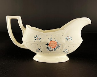 Johnson Brothers Monticello Gravy Boat, Vintage English Ironstone Floral Sauce Server