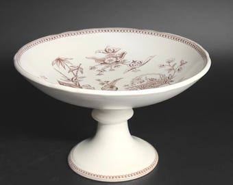 Antike Chinoiserie Stand-Schale: 1878 T Elsmore & Son Brown Chinoiserie Keramik-Kompott