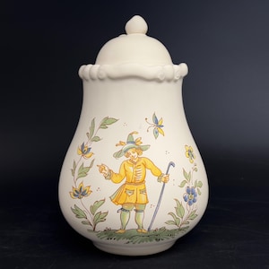 Vintage Moulin des Loups Jar: French Provincial Pottery with Shepherd