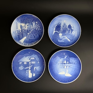 Bing & Grondahl Christmas Plates - 1968 Christmas in Church, 1971 Christmas at Home, 1973 Country Christmas, 1974 Christmas in the Village