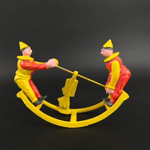Vintage Cast Iron Clown Seesaw Toy: 1920s Circus Collectible