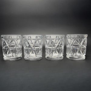 Vintage Crystal Whiskey Glasses Set: Cut Glass Double Old Fashioned (Set of 4)