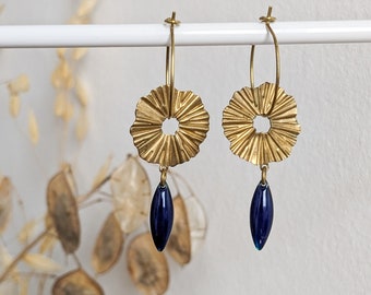 Shamsi collection (small model) - Brass and enameled sequin earrings