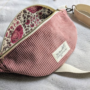 Sac banane velours côtelé - Vieux rose ou Bordeaux