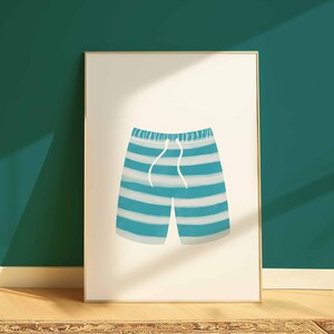 Swimwear print digital download, water color style, aesthetic lake house, trendy wall art, printable poster, preppy coastal gallery wall art