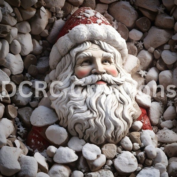 Strandstein Kreation von Santa Calus Print/Santa/Santa Claus/Weihnachtsdruck/Urlaubsdruck/Strandsteine/Urlaubsdekor/Weihnachtsdekor/Strand