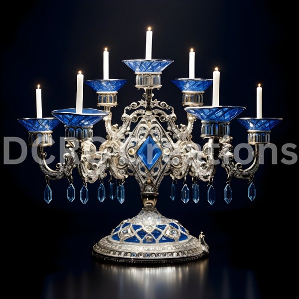 Stunning, ornate Hannukah Menorah print/Hannukah/menorah/jewish Menorah/jewish holiday decor/holiday decor/Hannukah decor/decorative/candles