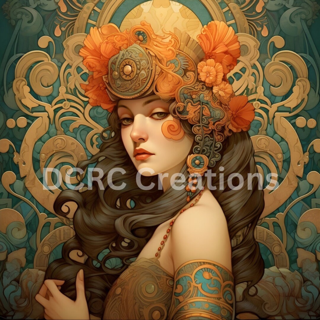 Stunning Art Nouveau Digital Printart Nouveau Printnouveau Digital