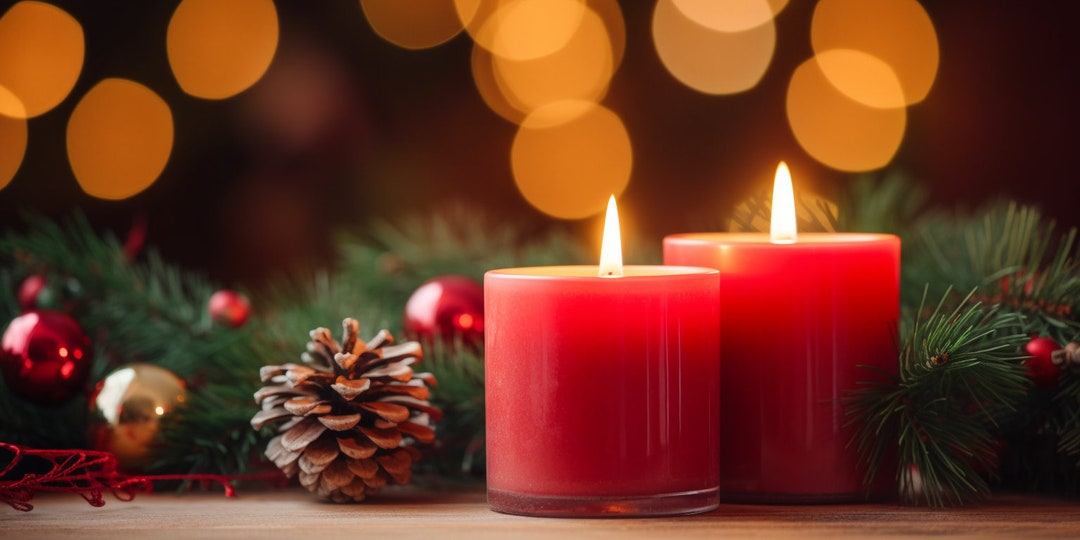 Red Christmas Candle Digital Print/christmas Tree/christmas Decor