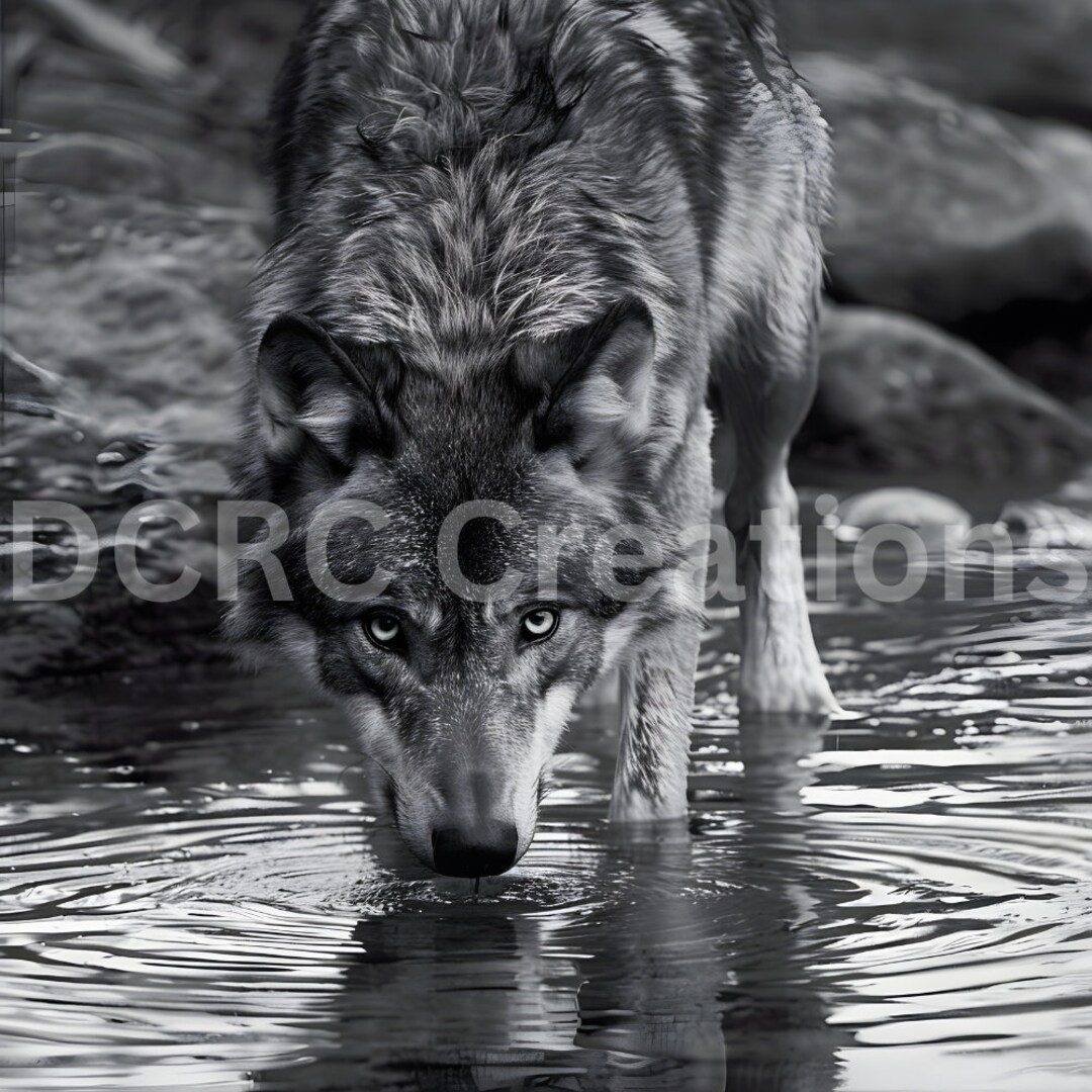 Stunning Gray Wolf Photography Print/gray Wolf Looking Into Camera/ Animal Print/gray Wolf Print ...