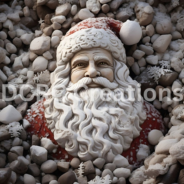 Strandstein Kreation von Santa Calus Print/Santa/Santa Claus/Weihnachtsdruck/Urlaubsdruck/Strandsteine/Urlaubsdekor/Weihnachtsdekor/Strand