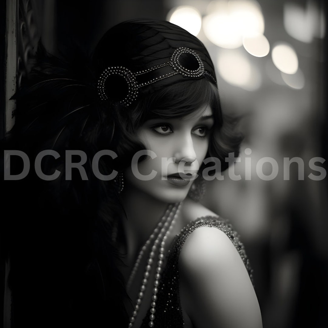 Black and White 1920s Flapper Photo Digital Print/1920's Etsy