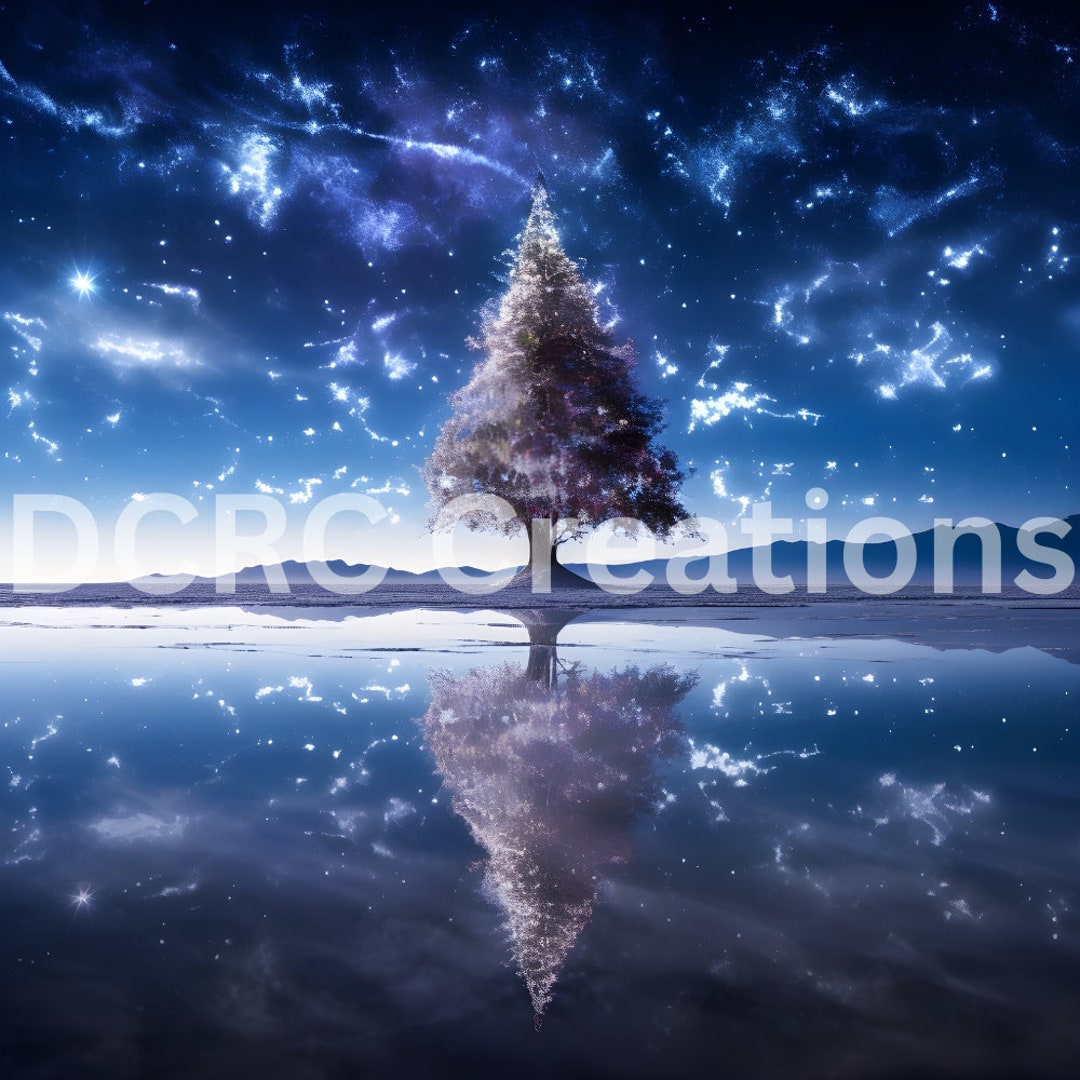 Beautiful Reflective Tree Landscape Print/christmas Tree Print ...