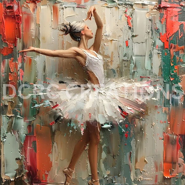 Abstract realism ballerina painting print/abstract realism print/ballerina pirouette print/dancing ballerina print/abstract ballerina print