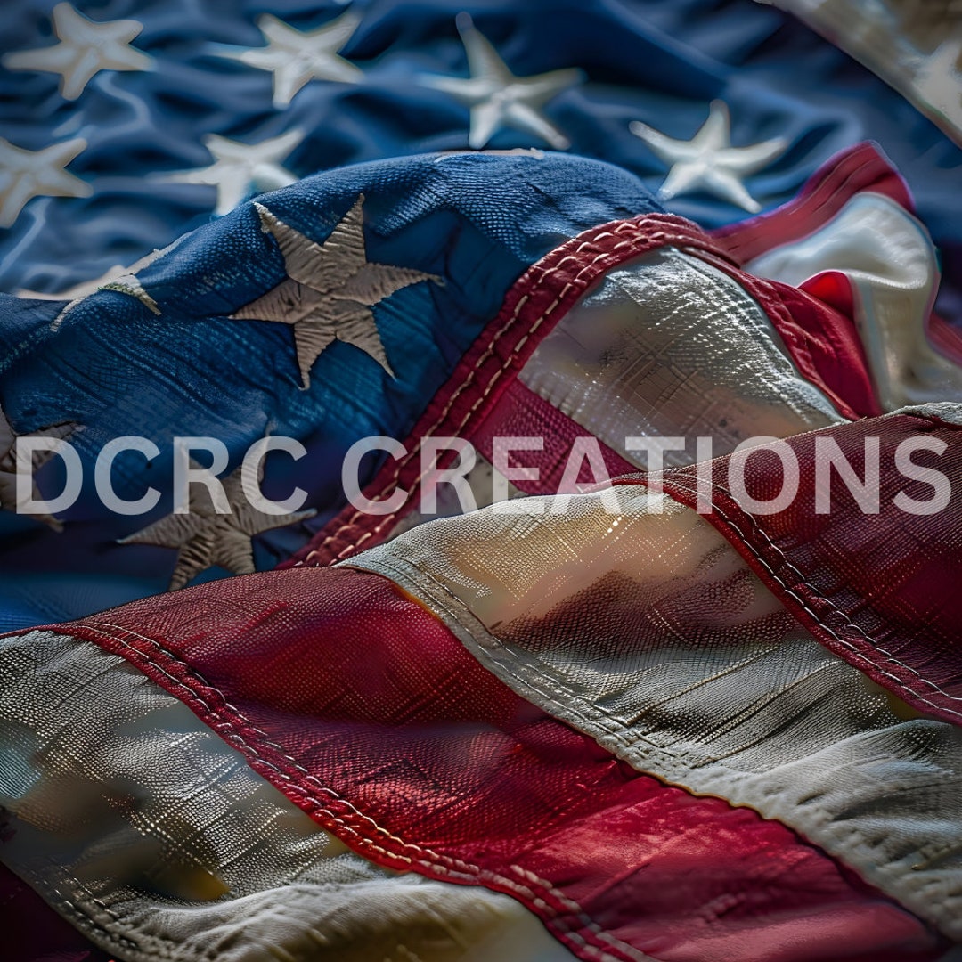 Waving Patriotic American Flag Print/vibrant American Flag/patriotic ...