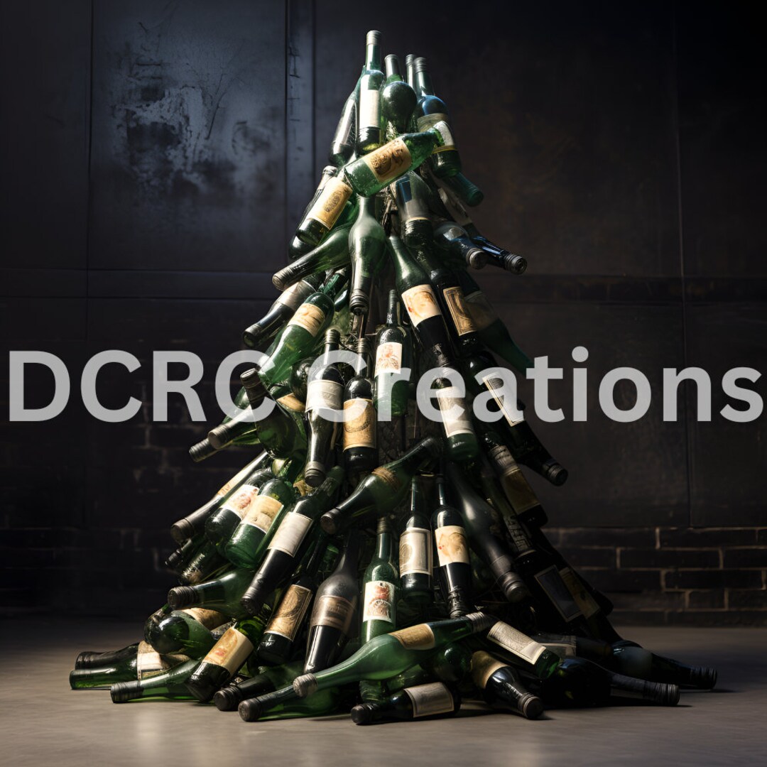 Christmas Tree Made of Wine Bottles Print/christmas Tree/wine Lover