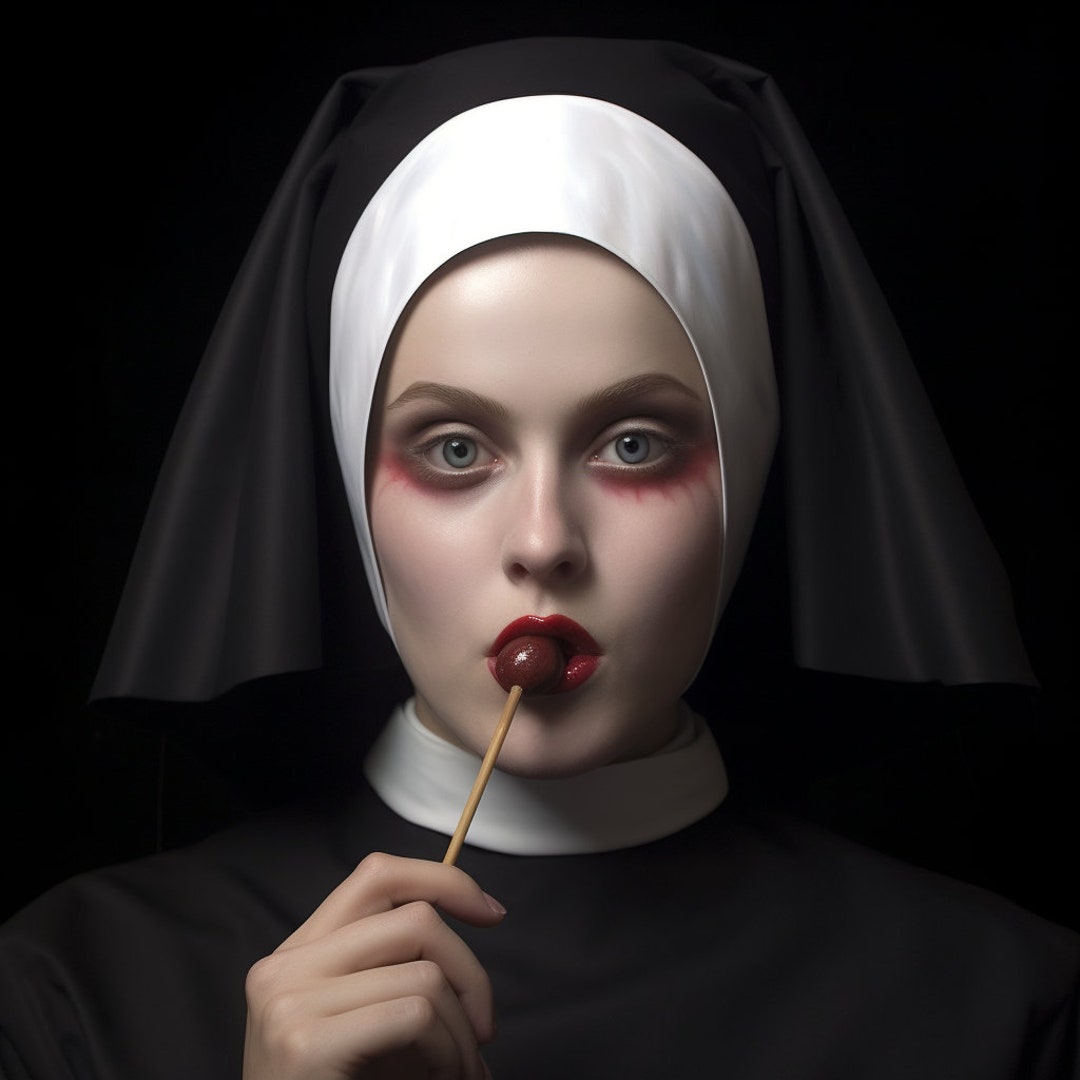 Candy Nun Printable Art Sexy Nun Gothic Wall Art Dark Etsy Uk