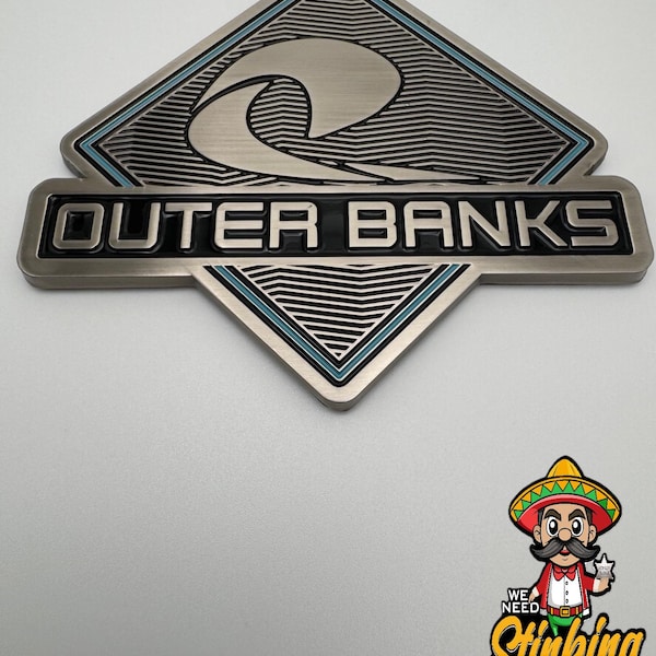Bronco Outer Banks Badge / Emblem Zinc Alloy with Enamel for coloring, Not Plastic.
