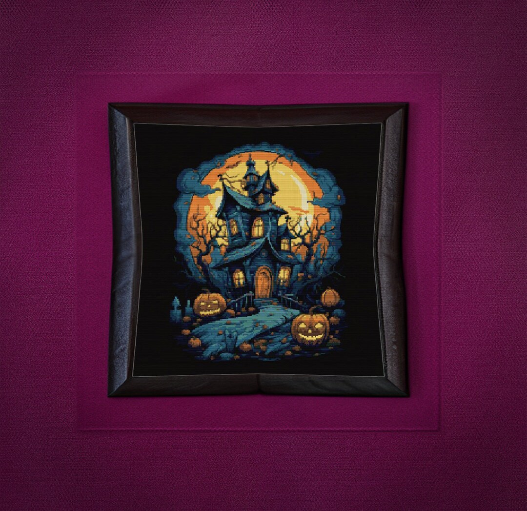 Haunted House 2 Cross Stitch Pattern | Gothic Design | Halloween Decor ...