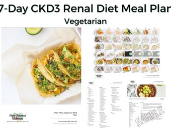 Plan de alimentación vegetariano para pacientes con enfermedad renal crónica tipo 3 (7 días) + lista de compras