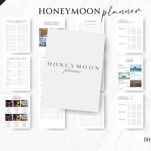 Honeymoon Planner, Minimalist Wedding, Honey Mooning, Honey Moon, Honeymooners, Canva Download, Printable Template, Gift for Wedding