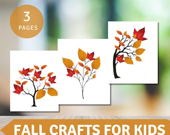 Fall Activity Printables: Autumn Crafts for Kids, Fall Craft Printable, Autumn Leaves Digital Print, Fall Activities For Kindergarten