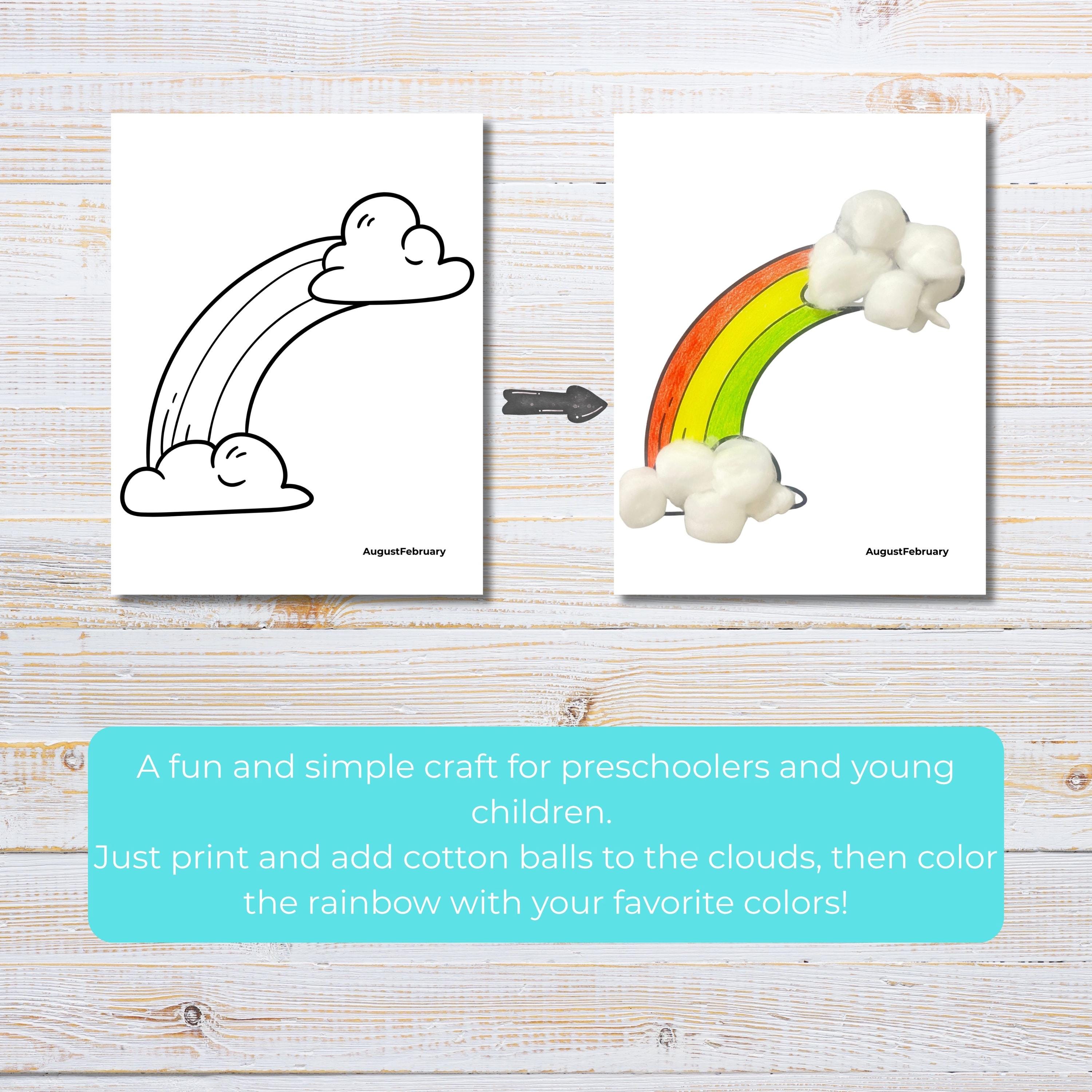 Rainbow Cotton Ball Activity for Kids | Summer Printable Craft ...