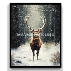 Christmas reindeer wall art print, Christmas wall art