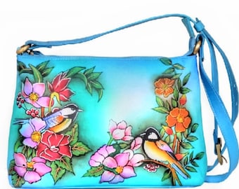 Enchanted Moments Hand Painted Leather Hand Bag