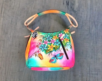 Pink Paradise Hand Painted Leather HandBag