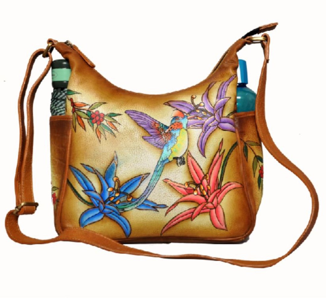 Earthly Tones Hand Painted Leather Hand Bag Etsy