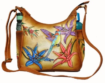 Earthly Tones Hand Painted Leather Hand Bag
