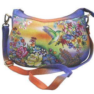 Radiance Burst Handbemalte Lederhandtasche