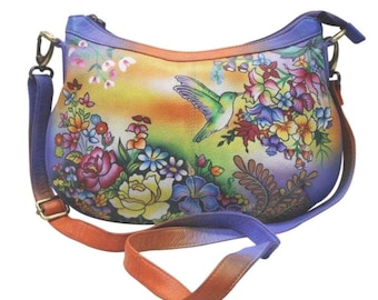 Radiance Burst Hand Painted Leather Hand Bag