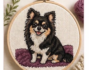 Schema per punto croce di un Chihuahua / Disegno per ricamo di un cane per principianti (Download in PDF)
