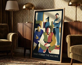 Rage Against The Machine Muurkunstprint, gelimiteerde oplage 1/50, matte kunstposter, rockbanddecoratie, oningelijst cadeau