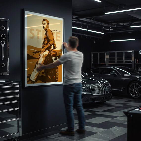 Steve McQueen Poster | Limited Edition Motorcycle Wall Art | Retro Film Icon | Premium Matte Print 240gsm | 6 Sizes
