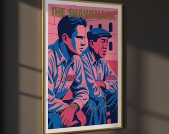 Shawshank Redemption Pop Art Poster | Andy & Red Pink Edition | Digital Download Movie Print | Cult Film Wall Art | Limited Edition Artwork