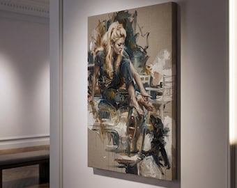Brigitte Bardot poster op canvas, cadeauprint, vintage Franse filmicoon, kunst, 60x90cm, beperkte oplage van 25 exemplaren, premium katoenen canvas 360g