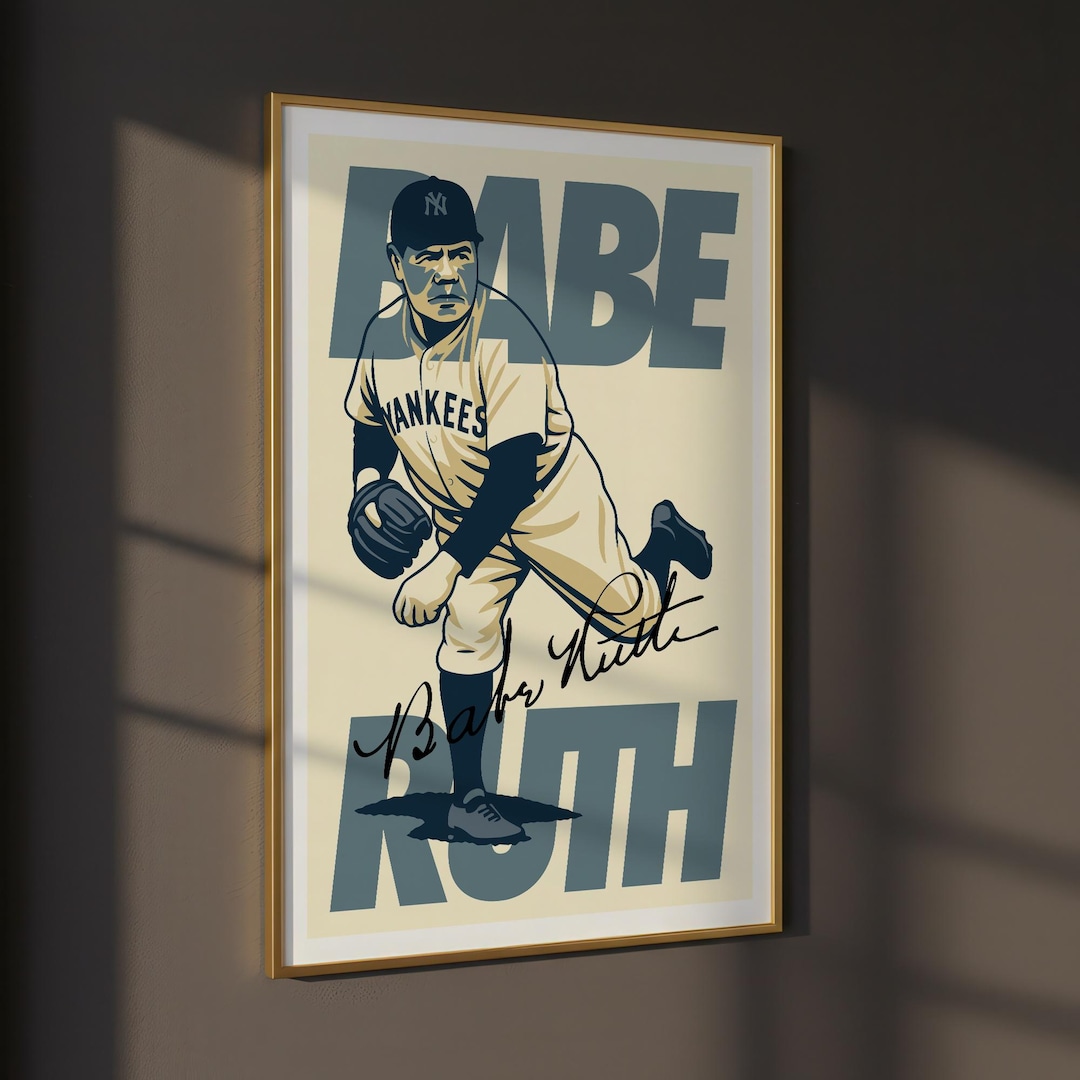 Babe Ruth Pitching Poster, Yankees Wall Art, MLB Legend Digital ...