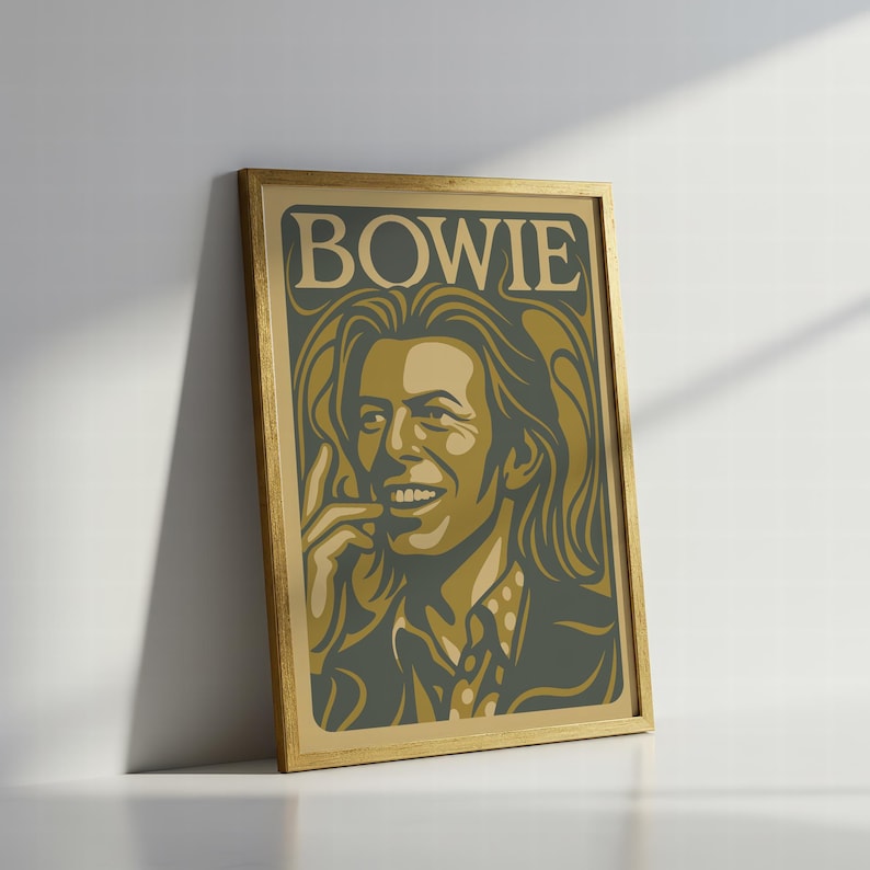 David Bowie Poster | 70s Style Wall Art | Psychedelic Art Nouveau Print ...