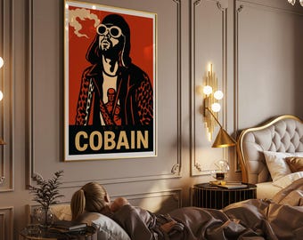 Kurt Cobain poster | Beperkte oplage | Opvallend retro kunstwerk | Muurdecoratie met grunge-muziekicoon | 6 formaten | 240 g/m² mat papier