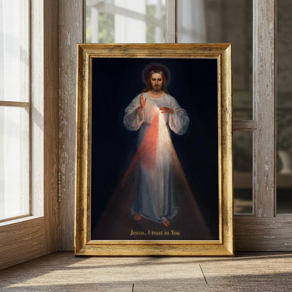 Jesus, I trust in You - Divine Mercy Vilnius Image 1934 – | St Faustina Catholic Wall Art | 9 Printable JPG Sizes | Religious Home Decor |