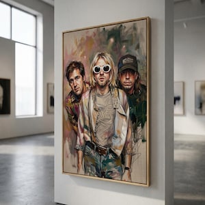 Nirvana Fine Art Canvas 60x90cm | Jaren 90 Grunge Band Decoratie | Rockmuziek Print | Luxe Kamerdecoratie | Beperkte Oplage 1 van slechts 25