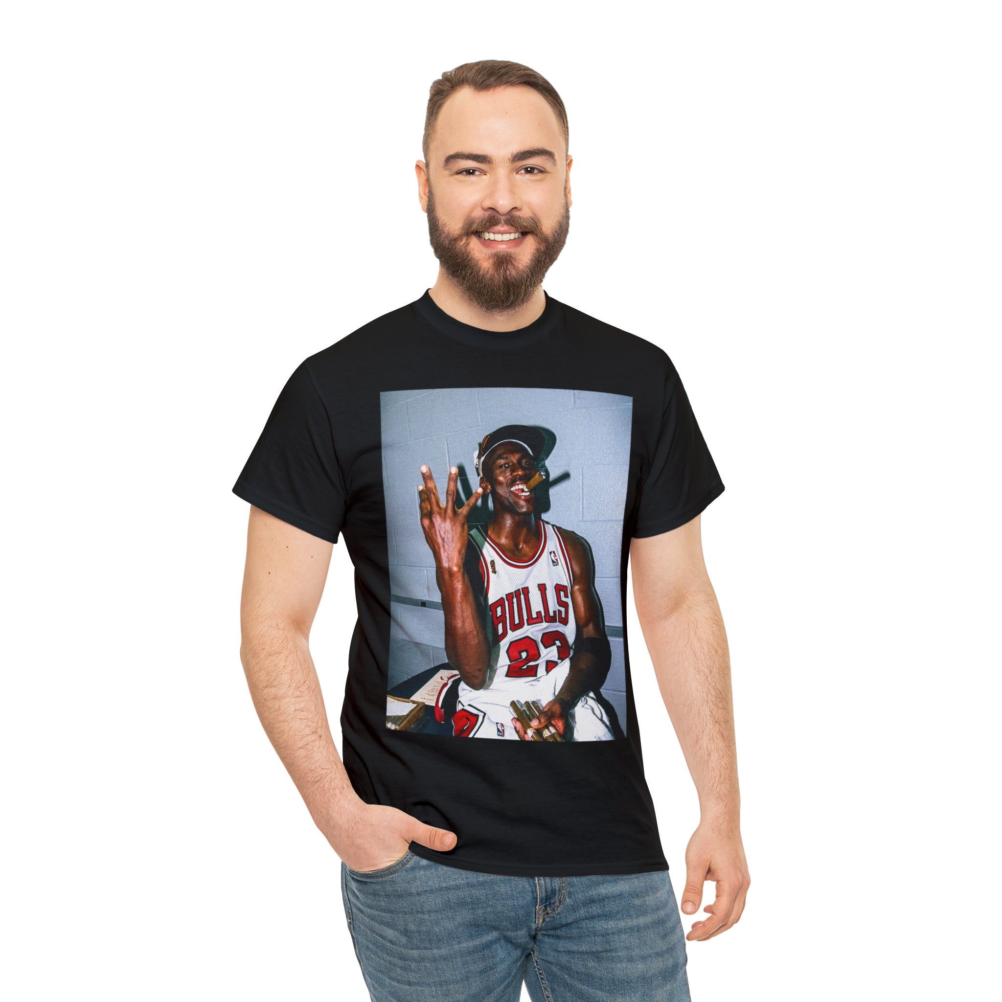 Chicago Bulls Championship Michael Jordan Smoking A Cigar 80s T Shirt 