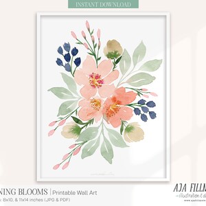 Watercolor Floral Print, Watercolor Digital Print, Printable Wall Decor, Watercolor Home Decor Art, Watercolor Print, Printable wall art
