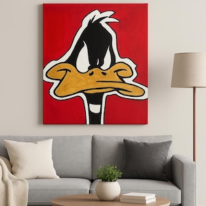 Pintura del Pato Lucas / Arte de dibujos animados de los Looney Tunes / Decoración de pared caprichosa