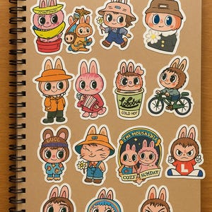 Labubu Sticker Bundle – Pop Mart Labubu Fan Art Vinyl Stickers | Kawaii Monster Waterproof Decals | Cute Laptop Sticker Pack Set